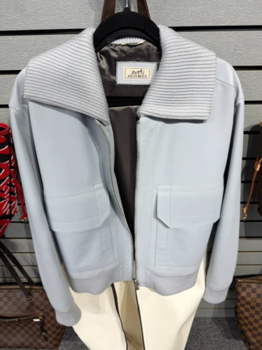 Hermes Blouson Blue Bomber Jacket Size 48